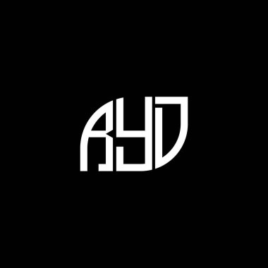 Siyah arka planda RYD harf logosu tasarımı. ARGE yaratıcı harflerin baş harfleri logo konsepti. RYD harf tasarımı.