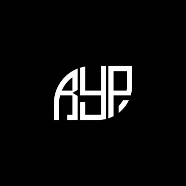Siyah arka planda RYP harf logosu tasarımı. RYP yaratıcı harflerin baş harfleri logo kavramı. RYP harf tasarımı.