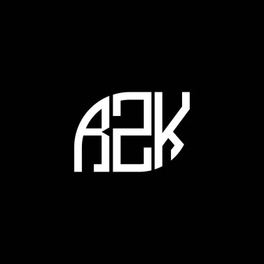 Siyah arka planda RZK harf logosu tasarımı. RZK yaratıcı harflerin baş harfleri logo kavramı. RZK harf tasarımı.