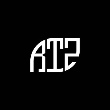 Siyah arkaplanda RTZ harf logosu tasarımı. RTZ yaratıcı harflerin baş harfleri logo kavramı. RTZ harf tasarımı.