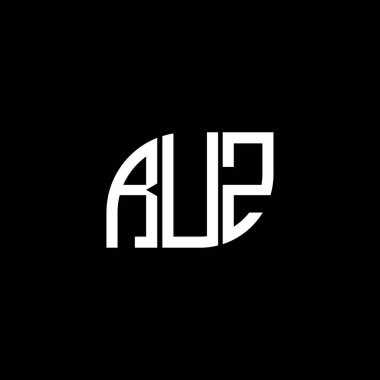 Siyah arka planda RUZ harfi logo tasarımı. RUZ yaratıcı harflerin baş harfleri logo kavramı. RUZ harf tasarımı.