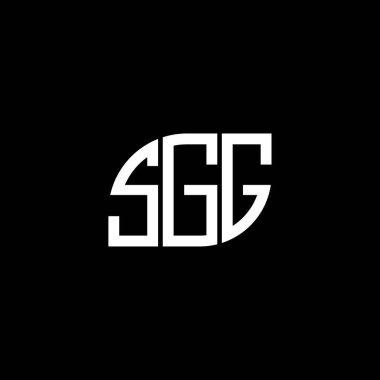 Siyah arkaplanda SGG harf logosu tasarımı. SGG yaratıcı harflerin baş harfleri logo kavramı. SGG harf tasarımı.