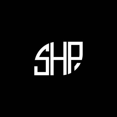 Siyah arkaplanda SHP harf logosu tasarımı. SHP yaratıcı harflerin baş harfleri logo kavramı. SHP harf tasarımı.