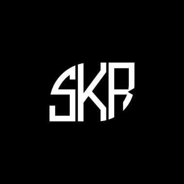 Siyah arkaplanda SKR harf logosu tasarımı. SKR yaratıcı harflerin baş harfleri logo kavramı. SKR harf tasarımı.