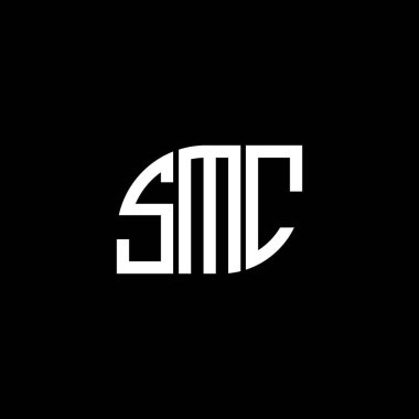 Siyah arka planda SMC harf logosu tasarımı. SMC yaratıcı harflerin baş harfleri logo kavramı. SMC harf tasarımı.