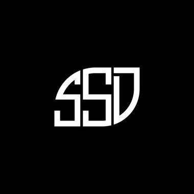 Siyah arkaplanda SSD harf logosu tasarımı. SSD yaratıcı harflerin baş harfleri logo kavramı. SSD harf tasarımı.