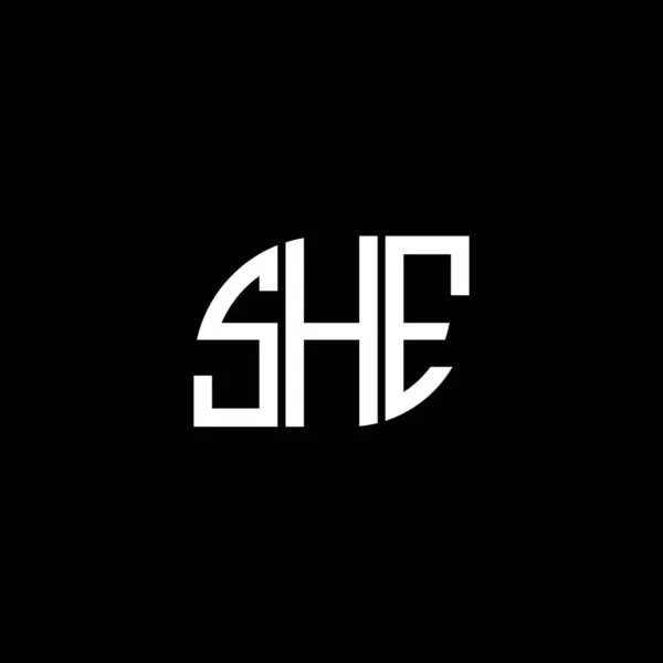 Дизайн Логотипу Літери She Чорному Тлі Творчі Ініціали She Концепція — стоковий вектор