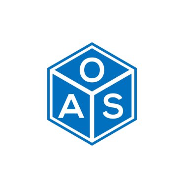 Siyah arka planda OAS harf logosu tasarımı. OAS yaratıcı harflerin baş harfleri logo kavramı. OAS harf tasarımı.