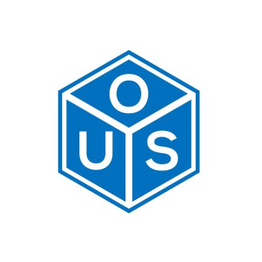 Siyah arka planda OUS harf logosu tasarımı. OUS yaratıcı harflerin baş harfleri logo kavramı. OUS harf tasarımı.