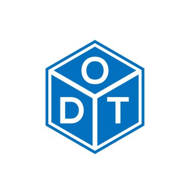 Siyah arka planda ODT harf logosu tasarımı. ODT yaratıcı harflerin baş harfleri logo kavramı. ODT harf tasarımı.