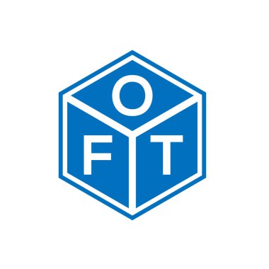 Siyah arka planda OFT harf logosu tasarımı. OFT yaratıcı harflerin baş harfleri logo kavramı. OFT harf tasarımı.