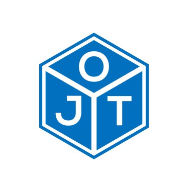 Siyah arka planda OJT harf logosu tasarımı. OJT yaratıcı harflerin baş harfleri logo kavramı. OJT harf tasarımı.