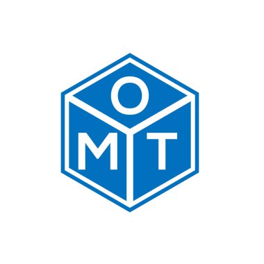 Siyah arka planda OMT harf logosu tasarımı. OMT yaratıcı harflerin baş harfleri logo kavramı. OMT harf tasarımı.
