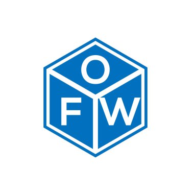 Siyah arka planda OFW harf logosu tasarımı. OFW yaratıcı harflerin baş harfleri logo kavramı. OFW harf tasarımı.