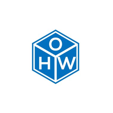 Siyah arka planda OHW harf logosu tasarımı. OHW yaratıcı harflerin baş harfleri logo kavramı. OHW harf tasarımı.