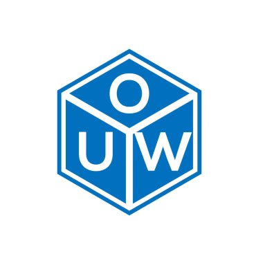 Siyah arka planda OUW harf logosu tasarımı. Yaratıcı harflerin baş harfleri logo kavramı. OUW harf tasarımı.