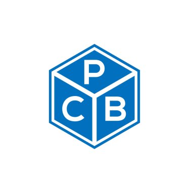 Siyah arkaplanda PCB harf logosu tasarımı. PCB yaratıcı harflerin baş harfleri logo kavramı. PCB harf tasarımı.