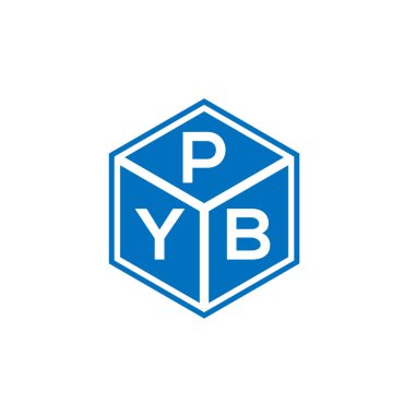 Siyah arkaplanda PYB harfi logo tasarımı. PYB yaratıcı harflerin baş harfleri logo kavramı. PYB harf tasarımı.