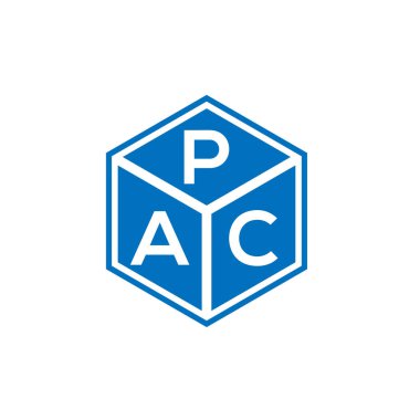 Siyah arka planda PAC harf logosu tasarımı. PAC yaratıcı harf logosu konsepti. PAC harf tasarımı.