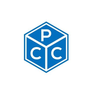 Siyah arkaplanda PCC harf logosu tasarımı. PCC yaratıcı harflerin baş harfleri logo kavramı. PCC harf tasarımı.