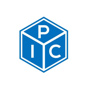 Siyah arka planda PIC harf logosu tasarımı. PIC yaratıcı harflerin baş harfleri logo kavramı. PIC harf tasarımı.