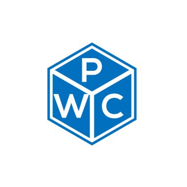 Siyah arka planda PWC harf logosu tasarımı. PWC yaratıcı harflerin baş harfleri logo kavramı. PWC harf tasarımı.