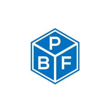 Siyah arkaplanda PBF harf logosu tasarımı. PBF yaratıcı harflerin baş harfleri logo kavramı. PBF harf tasarımı.