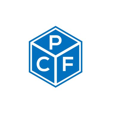 Siyah arkaplanda PCF harf logosu tasarımı. PCF yaratıcı harflerin baş harfleri logo kavramı. PCF harf tasarımı.