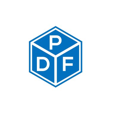 Siyah arkaplanda PDF harf logosu tasarımı. PDF yaratıcı harflerin baş harfleri logo kavramı. PDF harf tasarımı.