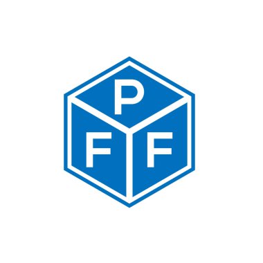 Siyah arka planda PFF harf logosu tasarımı. PFF yaratıcı harflerin baş harfleri logo kavramı. PFF harf tasarımı.