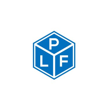 Siyah arkaplanda PLF harf logosu tasarımı. PLF yaratıcı harflerin baş harfleri logo kavramı. PLF harf tasarımı.