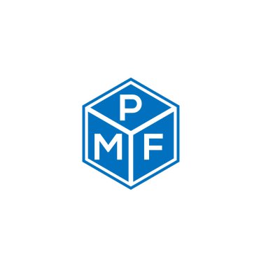 Siyah arka planda PMF harf logosu tasarımı. PMF yaratıcı harflerin baş harfleri logo kavramı. PMF harf tasarımı.