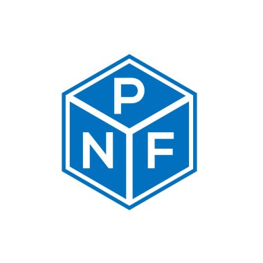 Siyah arkaplanda PNF harf logosu tasarımı. PNF yaratıcı harflerin baş harfleri logo kavramı. PNF harf tasarımı.