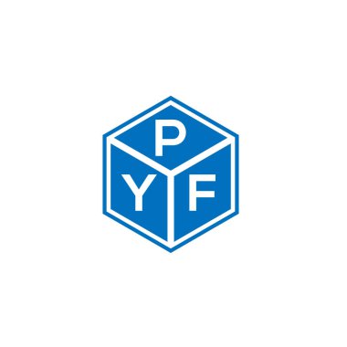Siyah arkaplanda PYF harf logosu tasarımı. PYF yaratıcı harflerin baş harfleri logo kavramı. PYF harf tasarımı.
