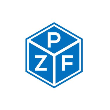 Siyah arkaplanda PZF harf logosu tasarımı. PZF yaratıcı harflerin baş harfleri logo kavramı. PZF harf tasarımı.
