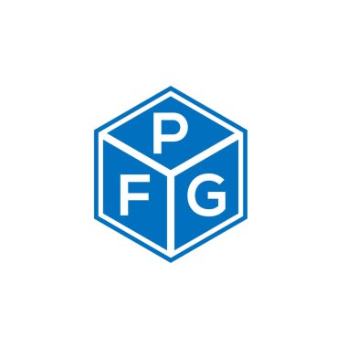 Siyah arka planda PFG harf logosu tasarımı. PFG yaratıcı harflerin baş harfleri logo kavramı. PFG harf tasarımı.