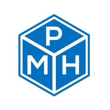 Siyah arkaplanda PMH harf logosu tasarımı. PMH yaratıcı harflerin baş harfleri logo kavramı. PMH harf tasarımı.