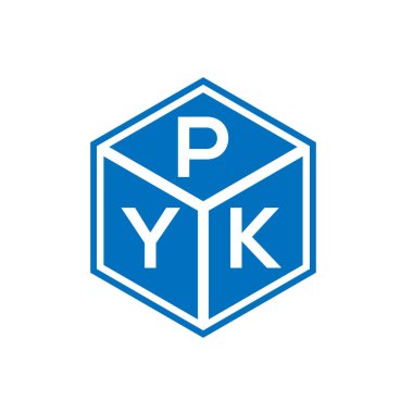 Siyah arka planda PYK harf logosu tasarımı. PYK yaratıcı harflerin baş harfleri logo kavramı. PYK harf tasarımı.