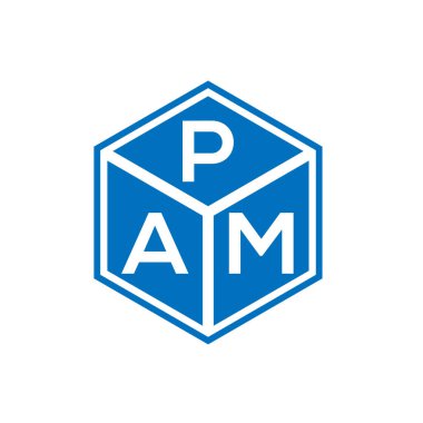 Pam mektup logosu tasarımı siyah arka planda. Pam yaratıcı harflerin baş harfleri logo kavramı. Pam mektup tasarımı.