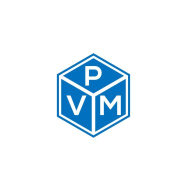 Siyah arkaplanda PVM harf logosu tasarımı. PVM yaratıcı harflerin baş harfleri logo kavramı. PVM harf tasarımı.