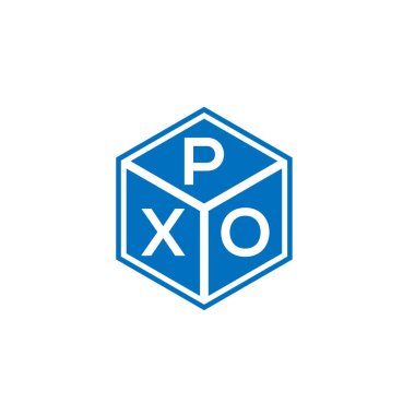 Siyah arka planda PXO harf logosu tasarımı. PXO yaratıcı harflerin baş harfleri logo kavramı. PXO harf tasarımı.