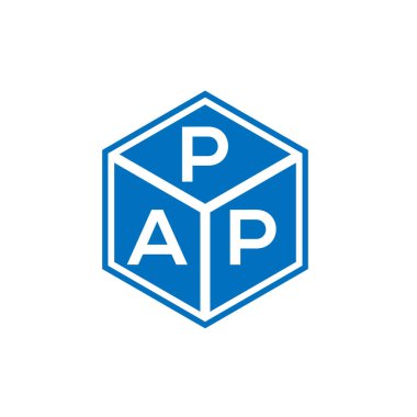 Siyah arka planda PAP harf logosu tasarımı. PAP yaratıcı harflerin baş harfleri logo kavramı. PAP harf tasarımı.