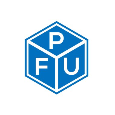 Siyah arka planda PFU harf logosu tasarımı. PFU yaratıcı harflerin baş harfleri logo kavramı. PFU harf tasarımı.
