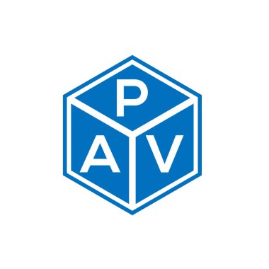Siyah arka planda PAV harf logosu tasarımı. PaV yaratıcı harflerin baş harfleri logo kavramı. PaV harf tasarımı.