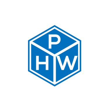 Siyah arkaplanda PHW harf logosu tasarımı. PHW yaratıcı harflerin baş harfleri logo kavramı. PHW harf tasarımı.