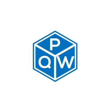 Siyah arkaplanda PQW harf logosu tasarımı. PQW yaratıcı harflerin baş harfleri logo kavramı. PQW harf tasarımı.