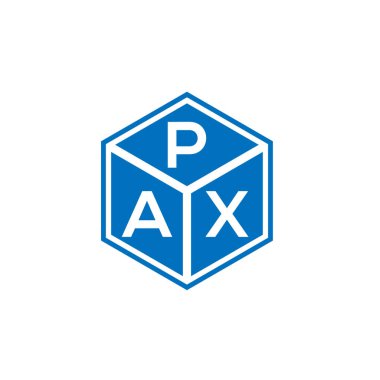Siyah arka planda PaX harfli logo tasarımı. Pax yaratıcı harflerin baş harfleri logo konsepti. PaX harf tasarımı.