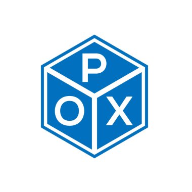 Siyah arka planda POX harfli logo tasarımı. Frengi yaratıcı harflerin baş harfleri logo konsepti. POX harf tasarımı.