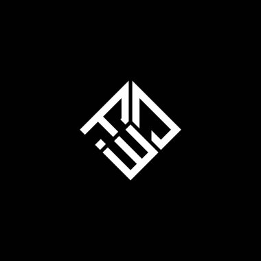 FWJ harf logosu tasarımı siyah arka planda. FWJ yaratıcı harflerin baş harfleri logo kavramı. FWJ harf tasarımı.