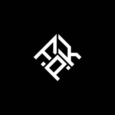 Siyah arka planda FPK harf logosu tasarımı. FPK yaratıcı harflerin baş harfleri logo kavramı. FPK harf tasarımı.